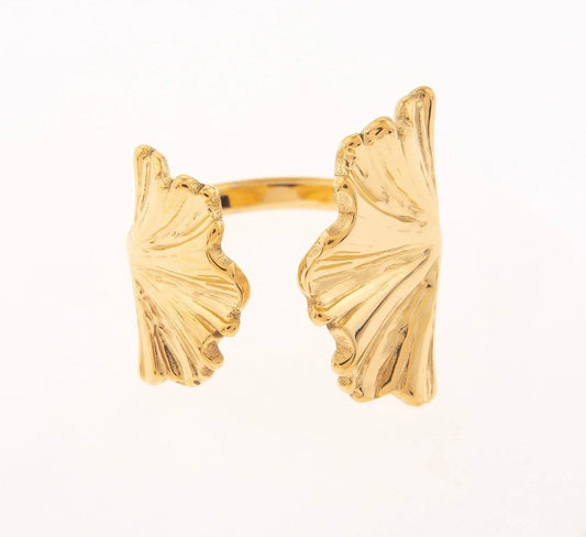 Anéa Ginkgo Leaf Adjustable Ring