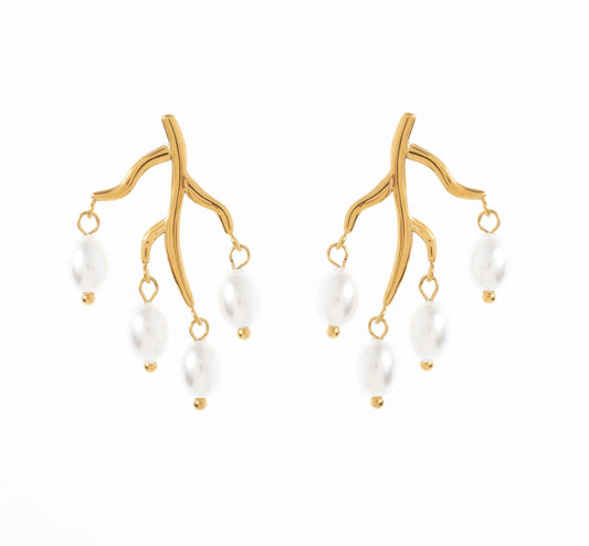 Accora Pearl Pendant Stud Earrings