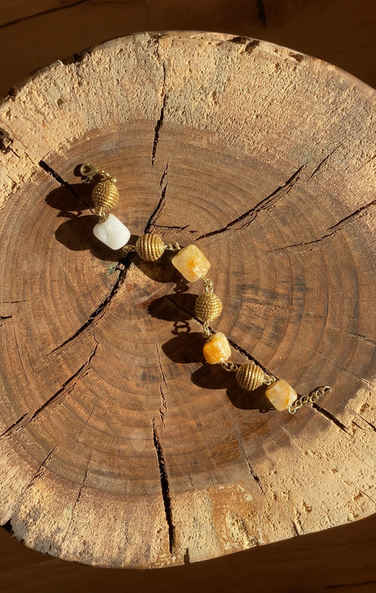 Golden Grass Citrine Beaded Maxi Bracelet