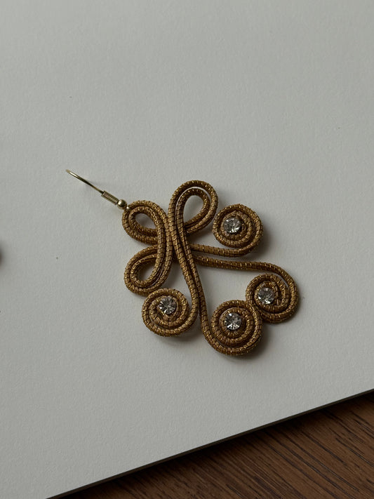 Golden Grass Drop Earrings