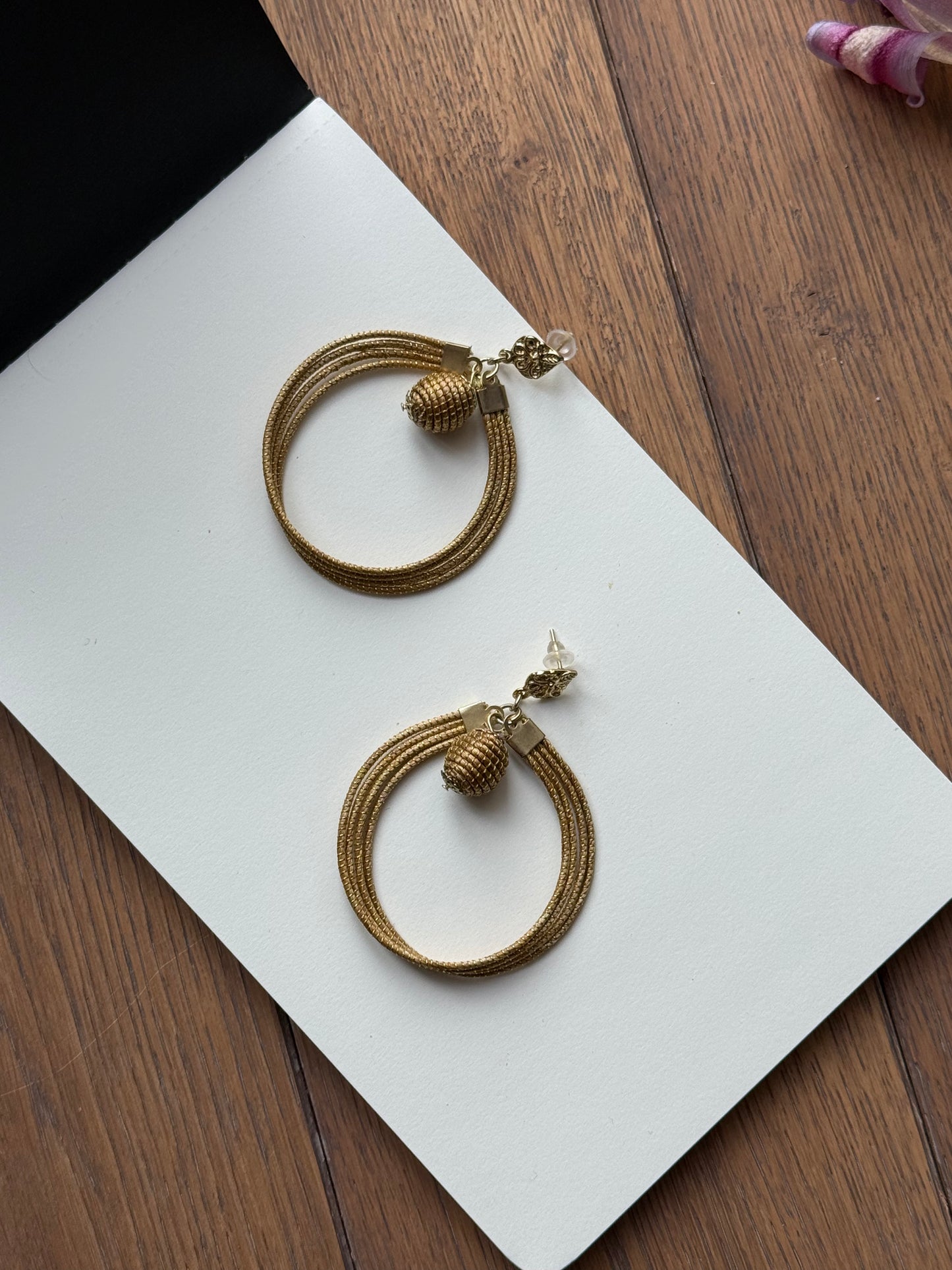Golden Grass Statement Stud Earrings
