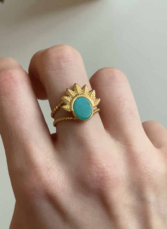 Sage Gemstone Adjustable Ring