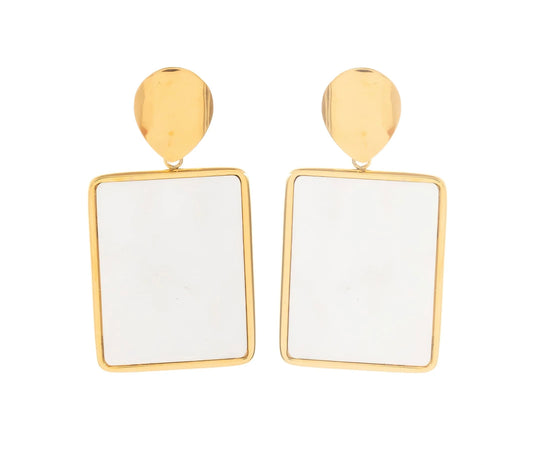 'Mother of Pearl Block' Drop Earrings