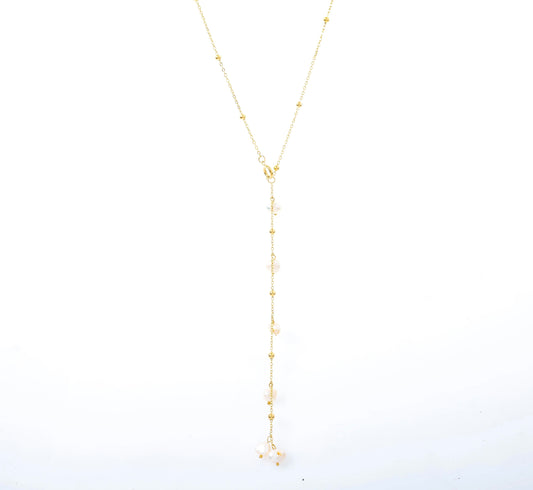 Pearl Lariat Fine Chain Adjustable Necklace