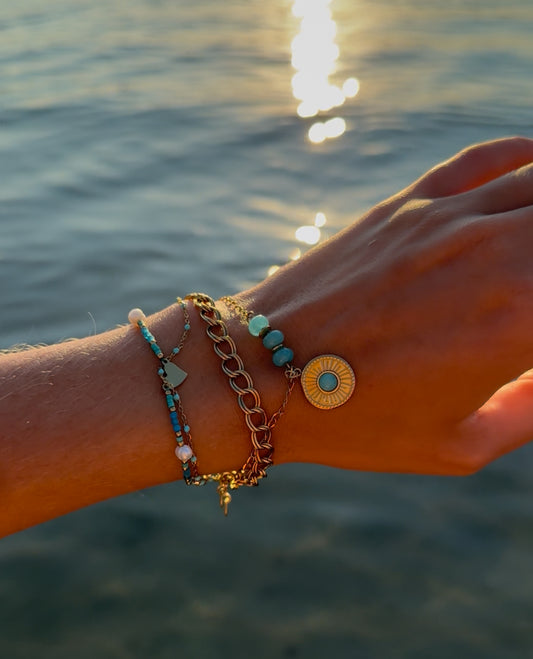 Sun Charm Triple Chain Bracelet