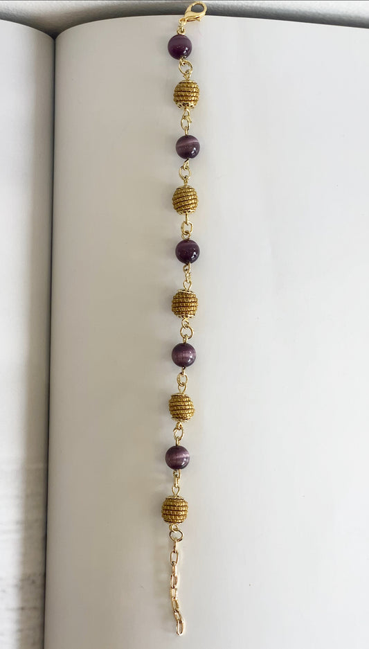 Golden Grass Bead Gemstone Bracelet