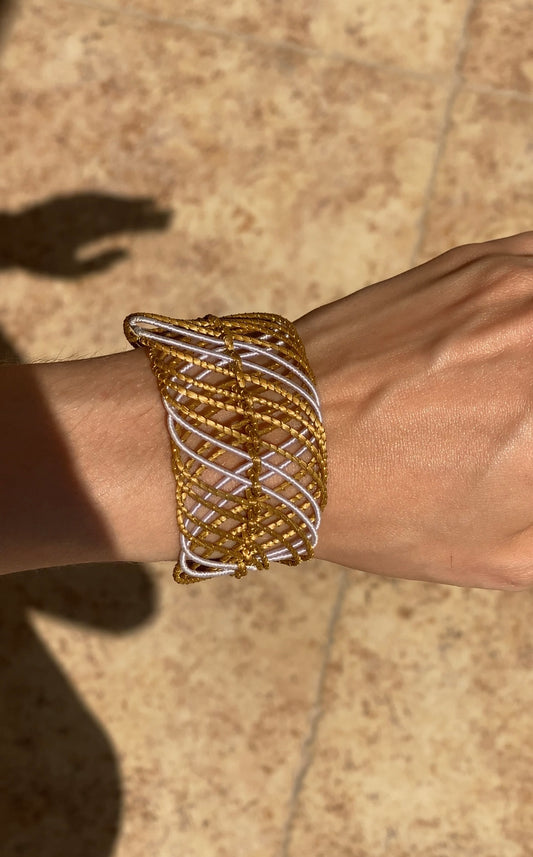 Golden Grass Bracelet with White