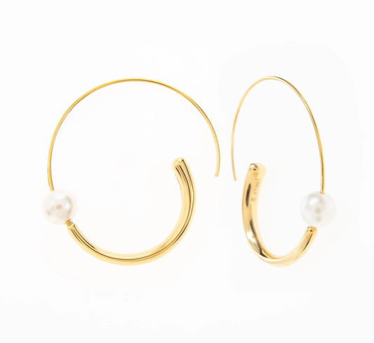 Lunea Pearl Hoop Earrings