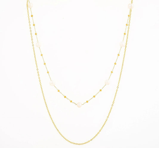 Thais Double Pearl Necklace
