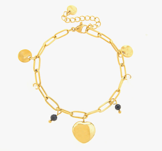 Chunky Heart Charms Bracelet