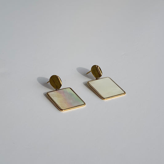 'Mother of Pearl Block' Drop Earrings