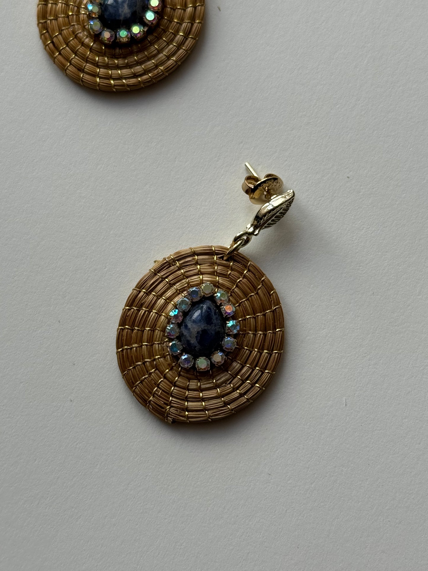 Golden Grass Sodalite Zirconia Stud Earrings