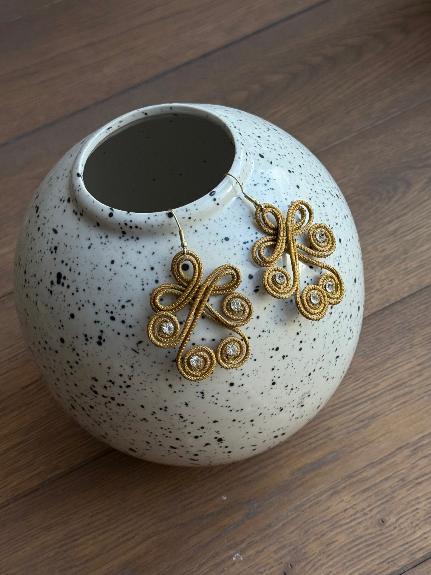Golden Grass Drop Earrings