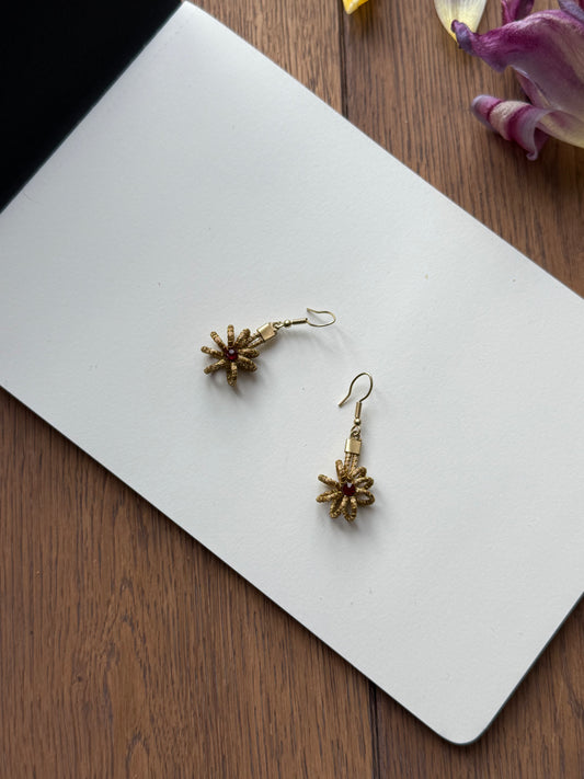 Golden Grass Mini Drop Earrings