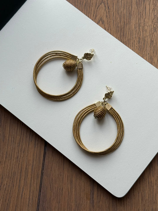 Golden Grass Statement Stud Earrings
