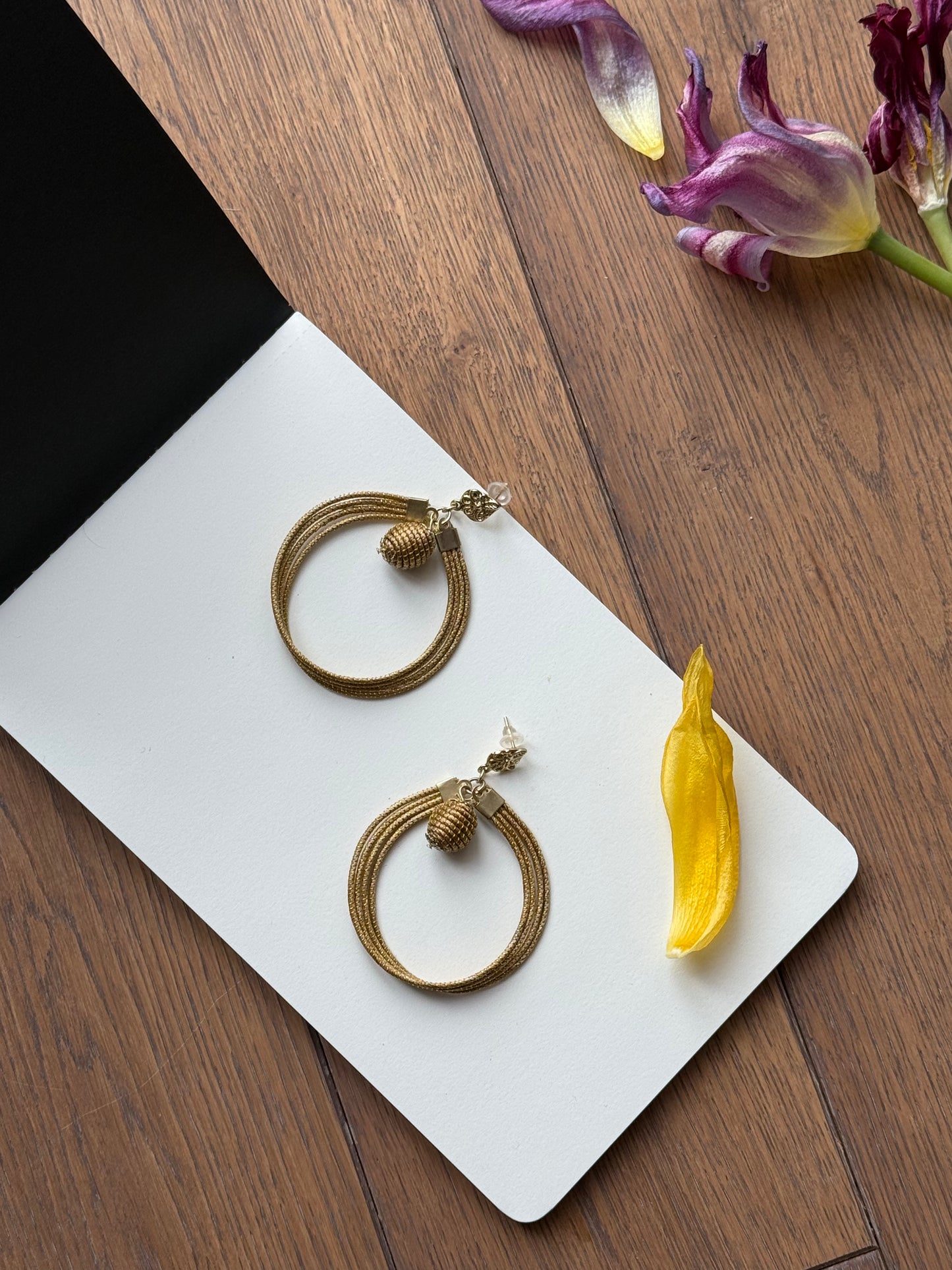 Golden Grass Statement Stud Earrings