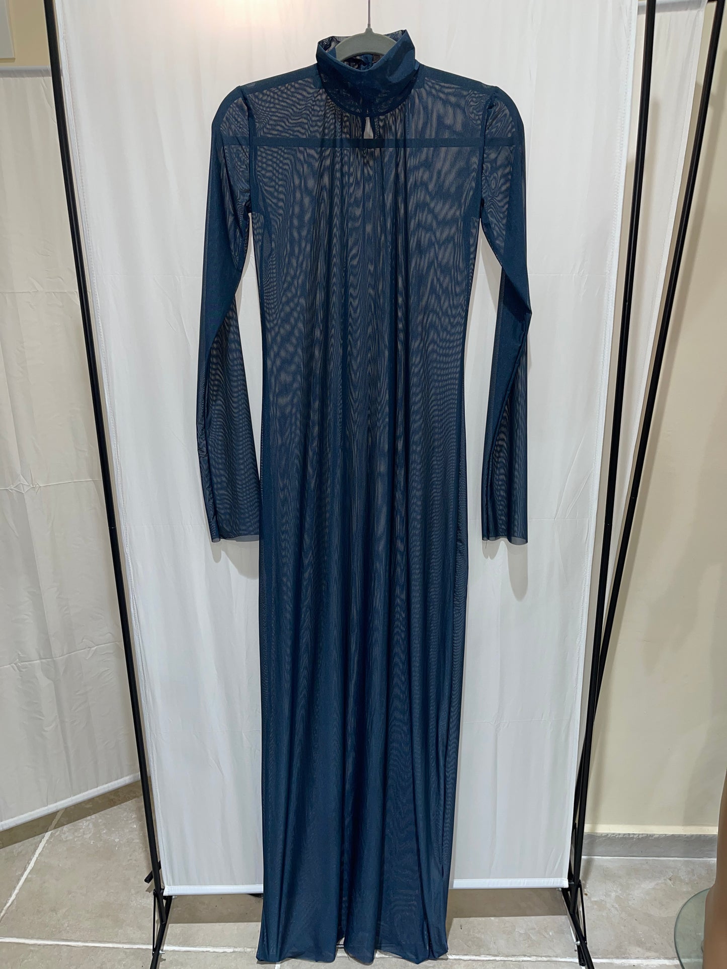 Sirène Mesh Turtle Neck Long Dress