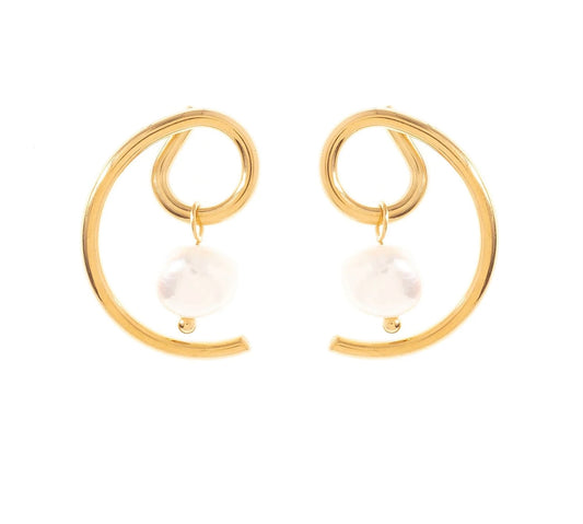 Signature Curve Pearl Pendant Drop Earrings