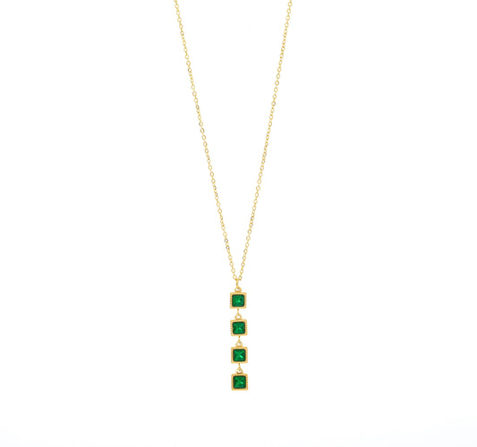 Classy Emerald Drop Pendant Necklace