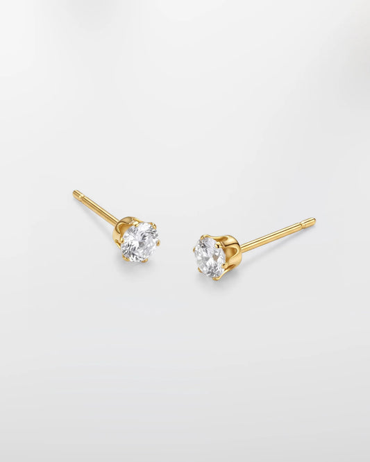 Златни Обеци с мини Цирконий на винт Nova