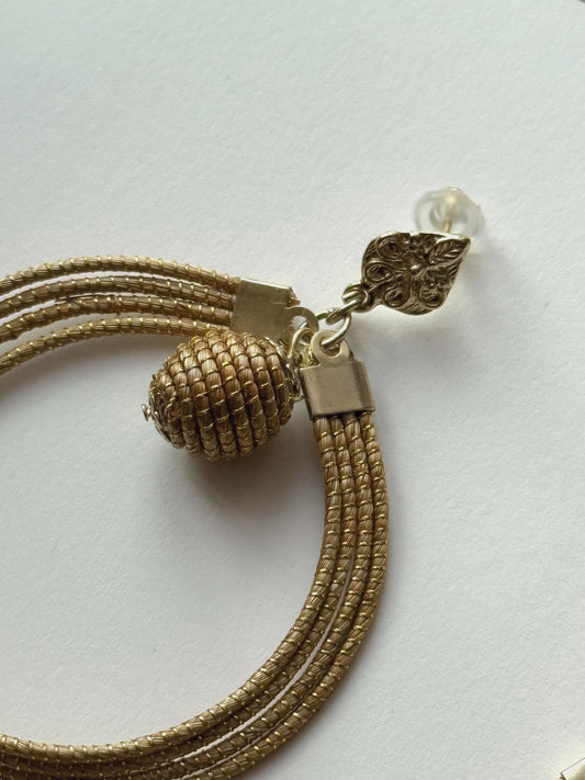 Golden Grass Statement Stud Earrings